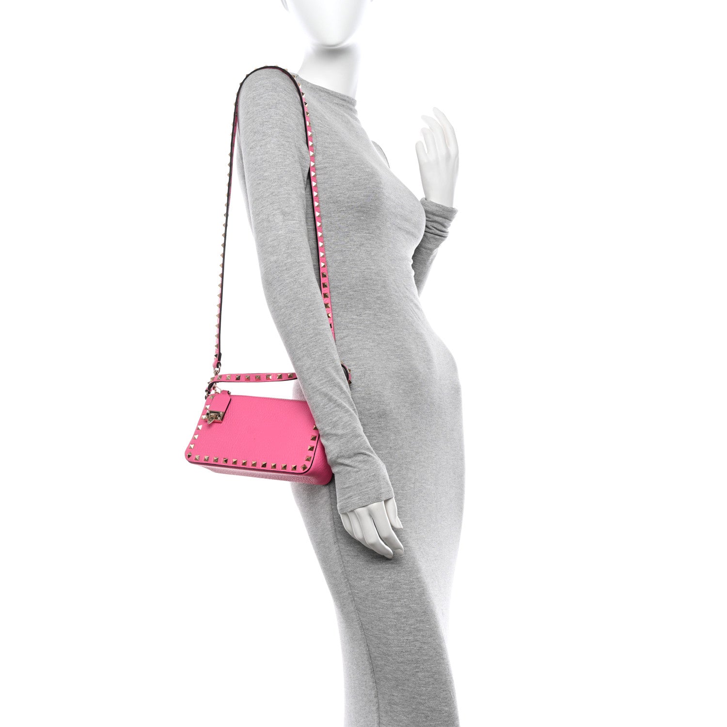 Valentino Garavani Pebbled Calfskin Small Rockstud Flip Lock Shoulder Bag Dawn Pink 2 of 10