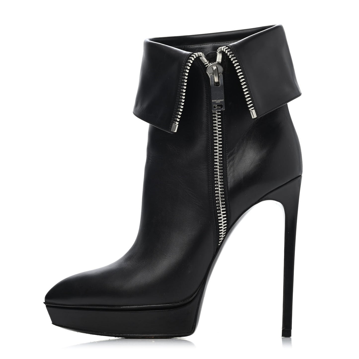 Calfskin Janis 105 Fold Over Ankle Boots 40 Black