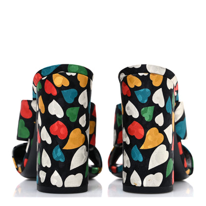 Saint Laurent Satin Heart Bianca 100mm Knotted Mule Sandals 37.5 Black Multicolor 6 of 12