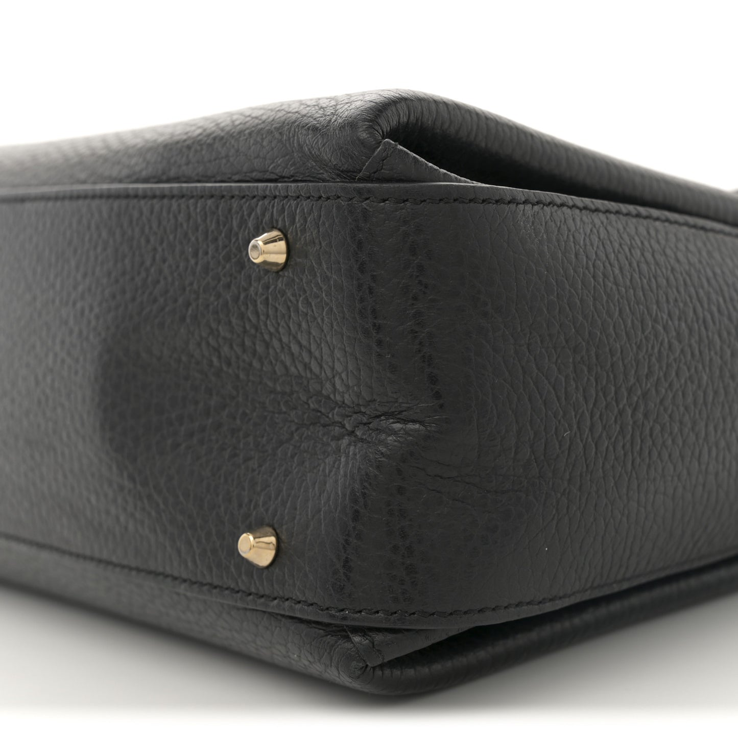 Dollar Calfskin Medium Interlocking G Top Handle Shoulder Bag Black