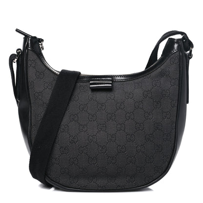 Gucci Denim Monogram Shoulder Bag Black 1 of 10