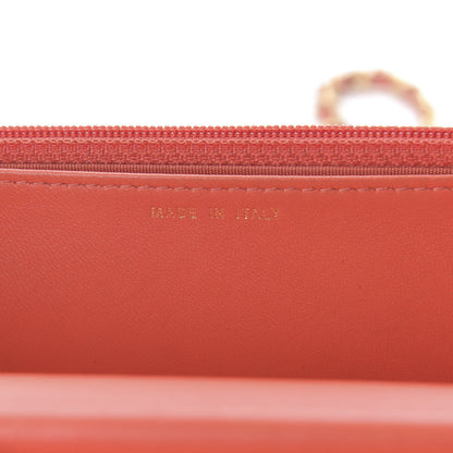 Chanel Lambskin Quilted Boy Wallet On Chain WOC Orange 9 of 11