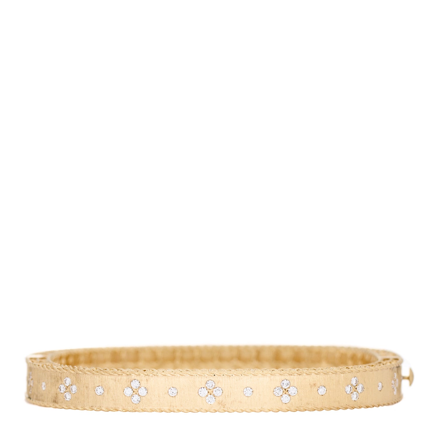 Roberto Coin 18K Yellow Gold Diamond Princess Satin Fleur De Lis Bangle Bracelet 1 of 4