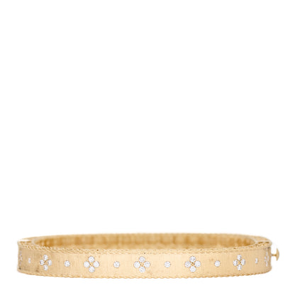 Roberto Coin 18K Yellow Gold Diamond Princess Satin Fleur De Lis Bangle Bracelet 1 of 4
