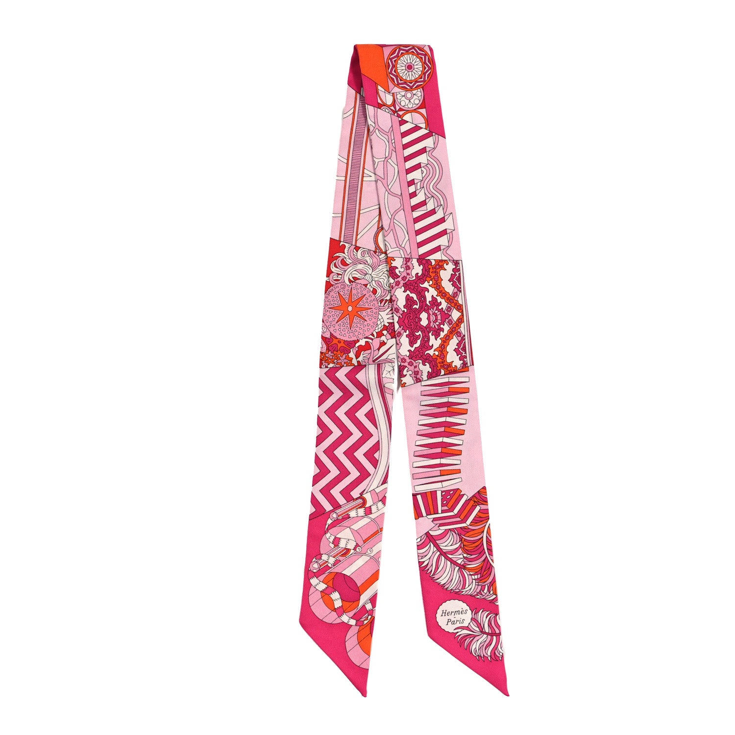Hermes Silk De l'Ombrelle Aux Duels Twilly Fuchsia Rose Pale 2 of 4