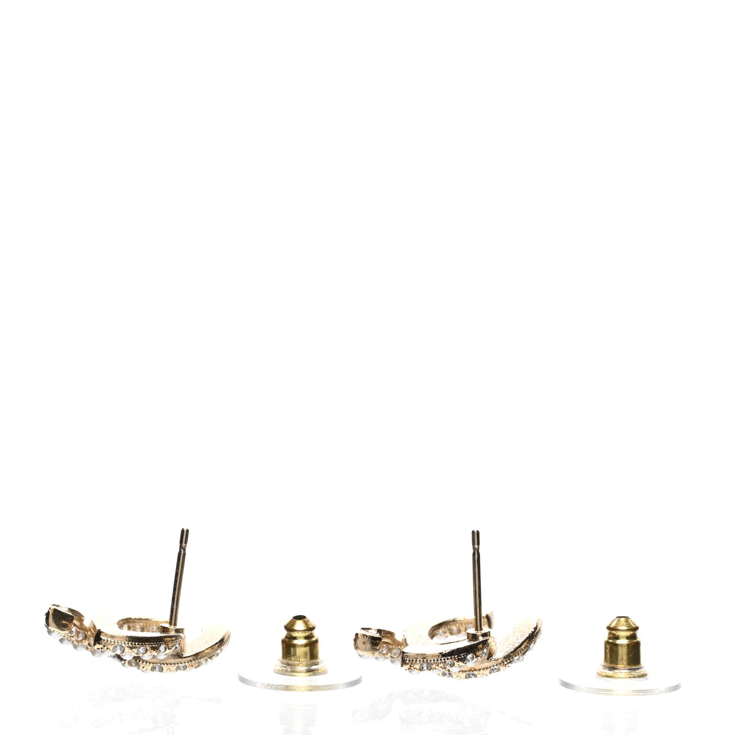 Crystal Pearl CC Earrings Gold