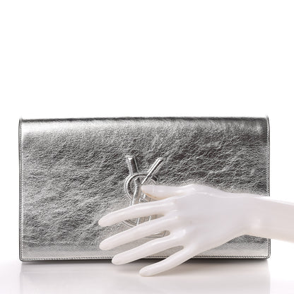 Saint Laurent Metallic Calfskin Monogram Large Belle De Jour Clutch Silver 2 of 10