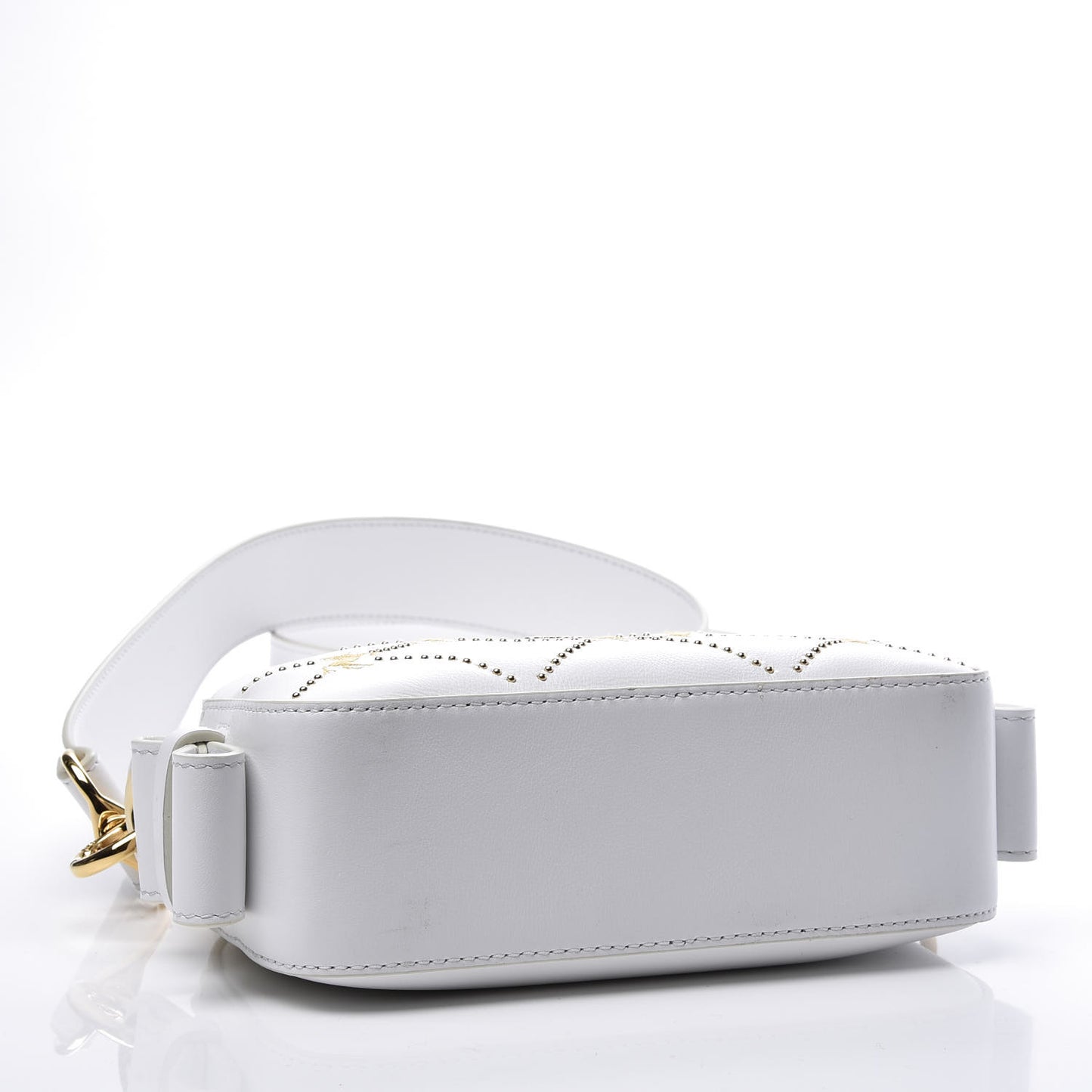 Smooth Calfskin Little Horses Embroidered Shoulder Bag White