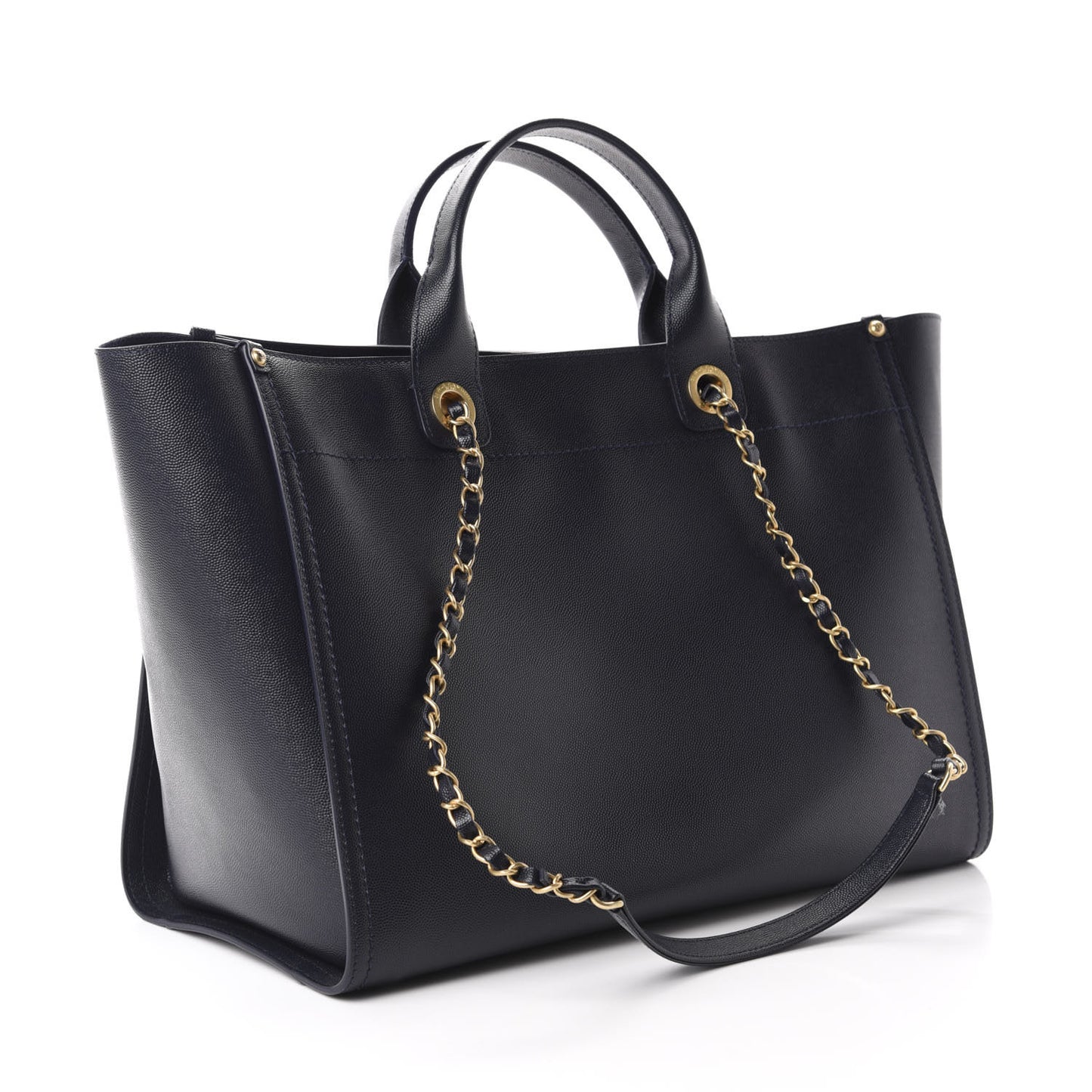 Caviar Medium Studded Deauville Tote Navy