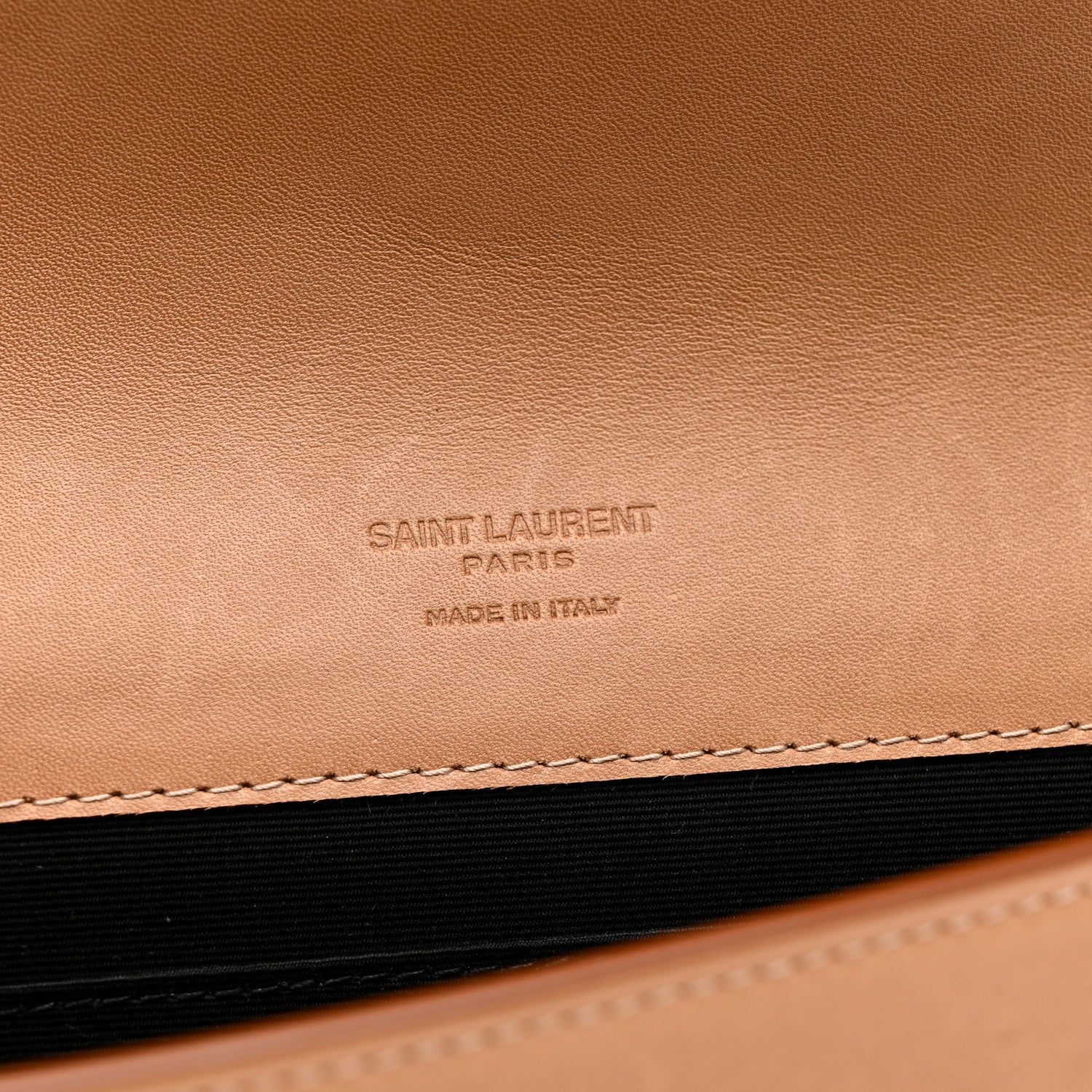 Saint Laurent Nappa Calfskin Two-Toned Monogram Pouch Alabastro Natural Tan 6 of 8
