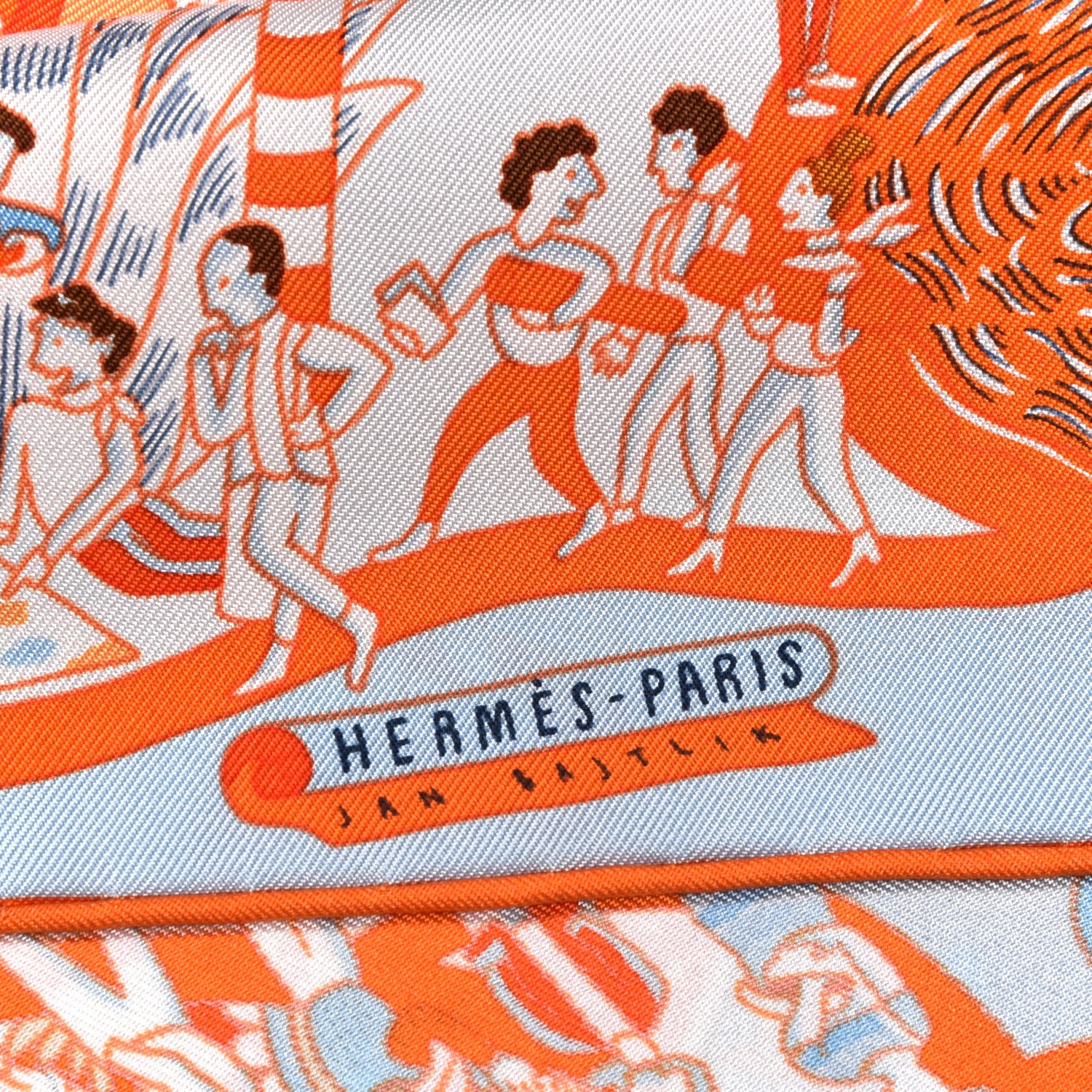 Hermes Silk Exposition Universelle Scarf 90 White Orange Ciel 4 of 4