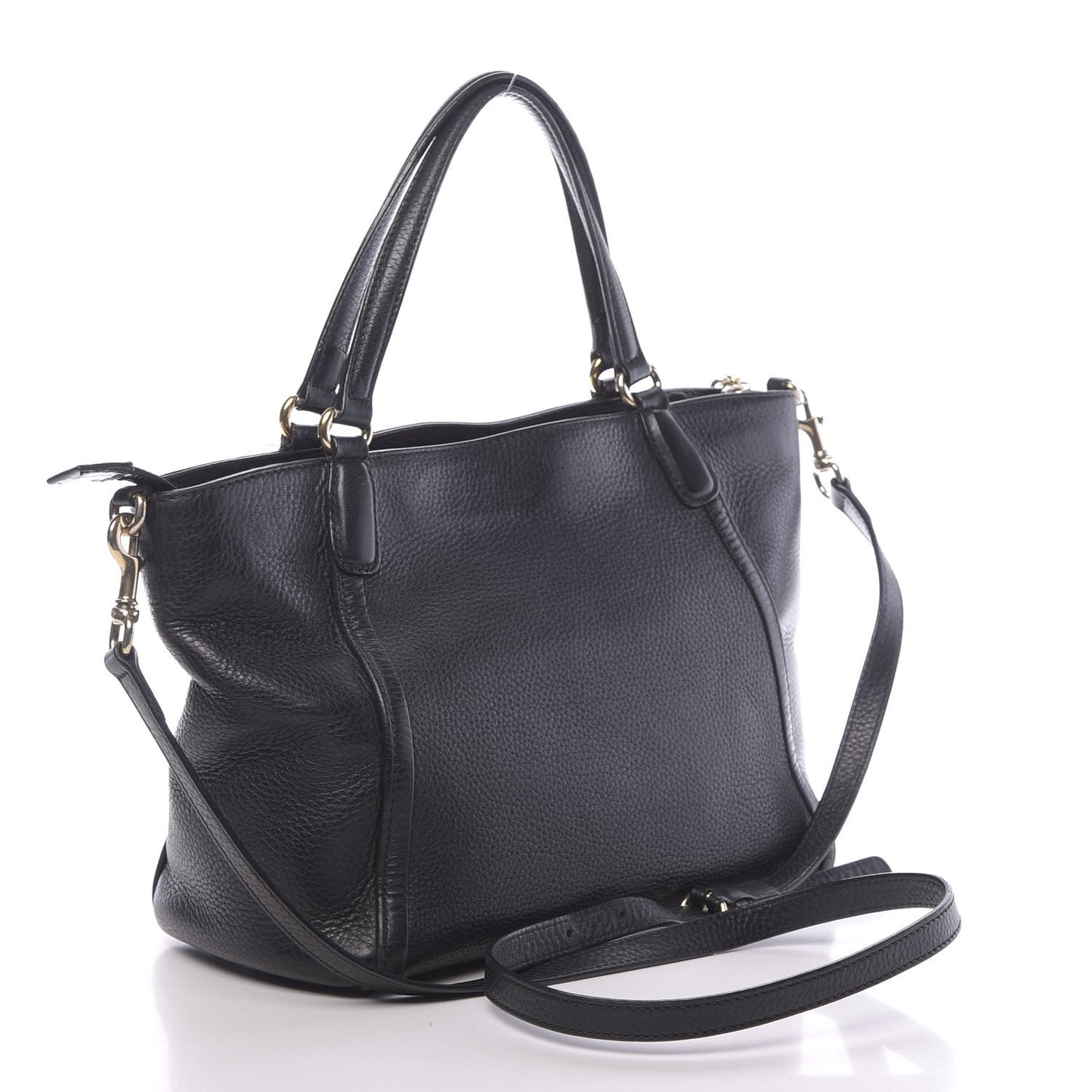 Pebbled Calfskin Small Soho Top Handle Bag Black