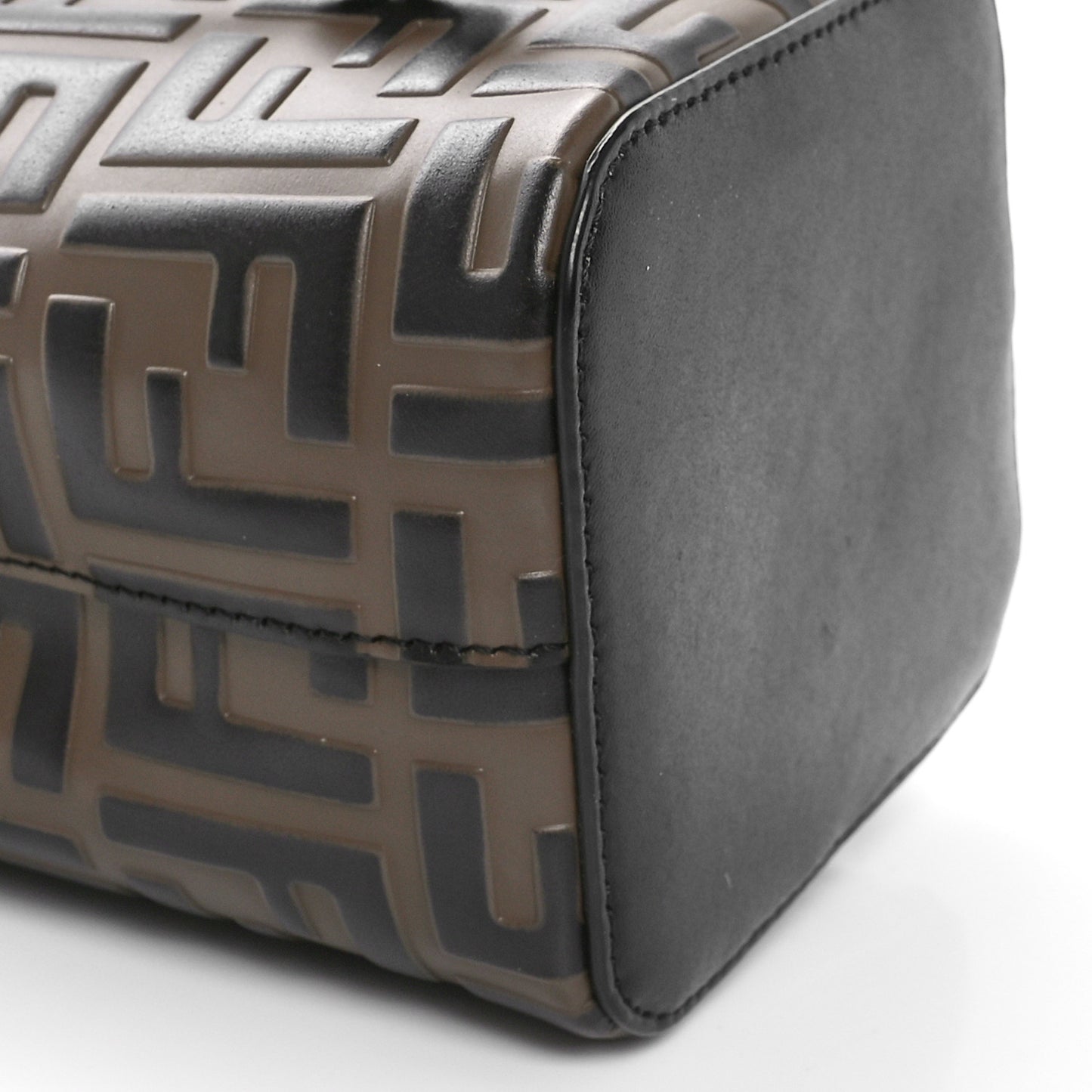Vitello Liberty F is Fendi Bi-Color FF 1974 Embossed Mini Mon Tresor Bucket Bag Maya Black