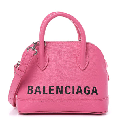 Balenciaga Signature Grained Calfskin Logo XXS Ville Top Handle Bag Rose Bubblegum Black 1 of 9