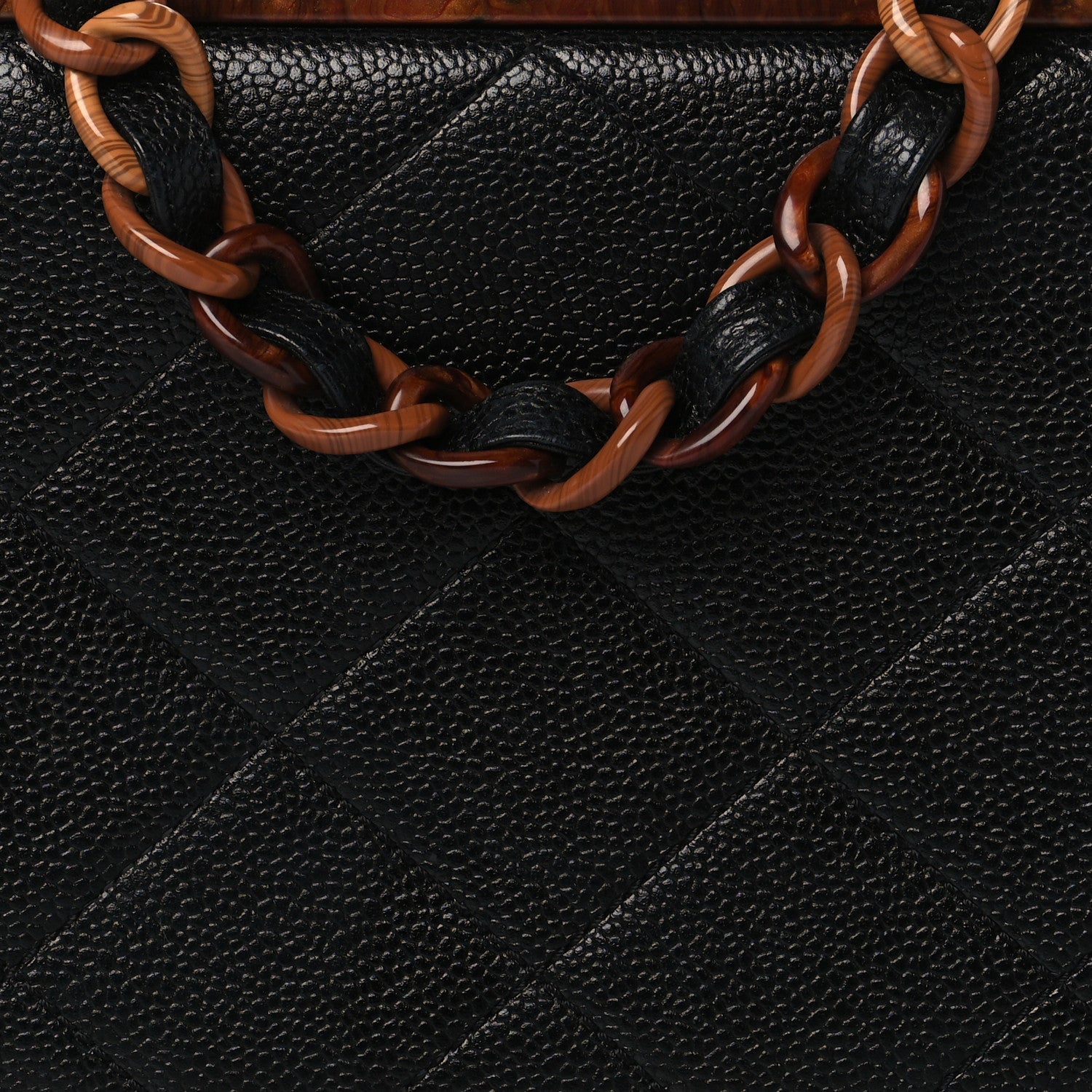 Chanel Caviar Quilted Wood Handle Clutch Black 7 of 9