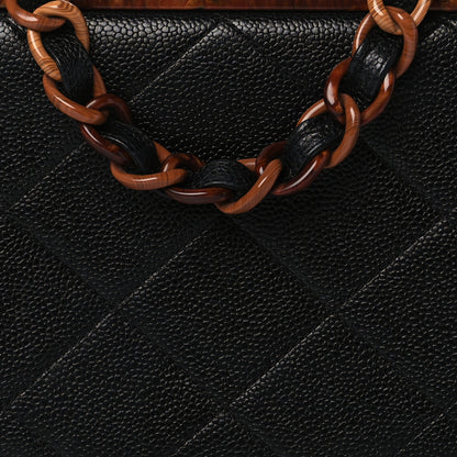 Chanel Caviar Quilted Wood Handle Clutch Black 7 of 9