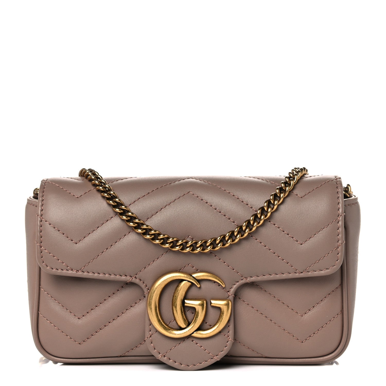 Gucci Calfskin Matelasse Super Mini GG Marmont Shoulder Bag Porcelain Rose 1 of 10