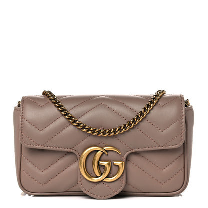 Gucci Calfskin Matelasse Super Mini GG Marmont Shoulder Bag Porcelain Rose 1 of 10