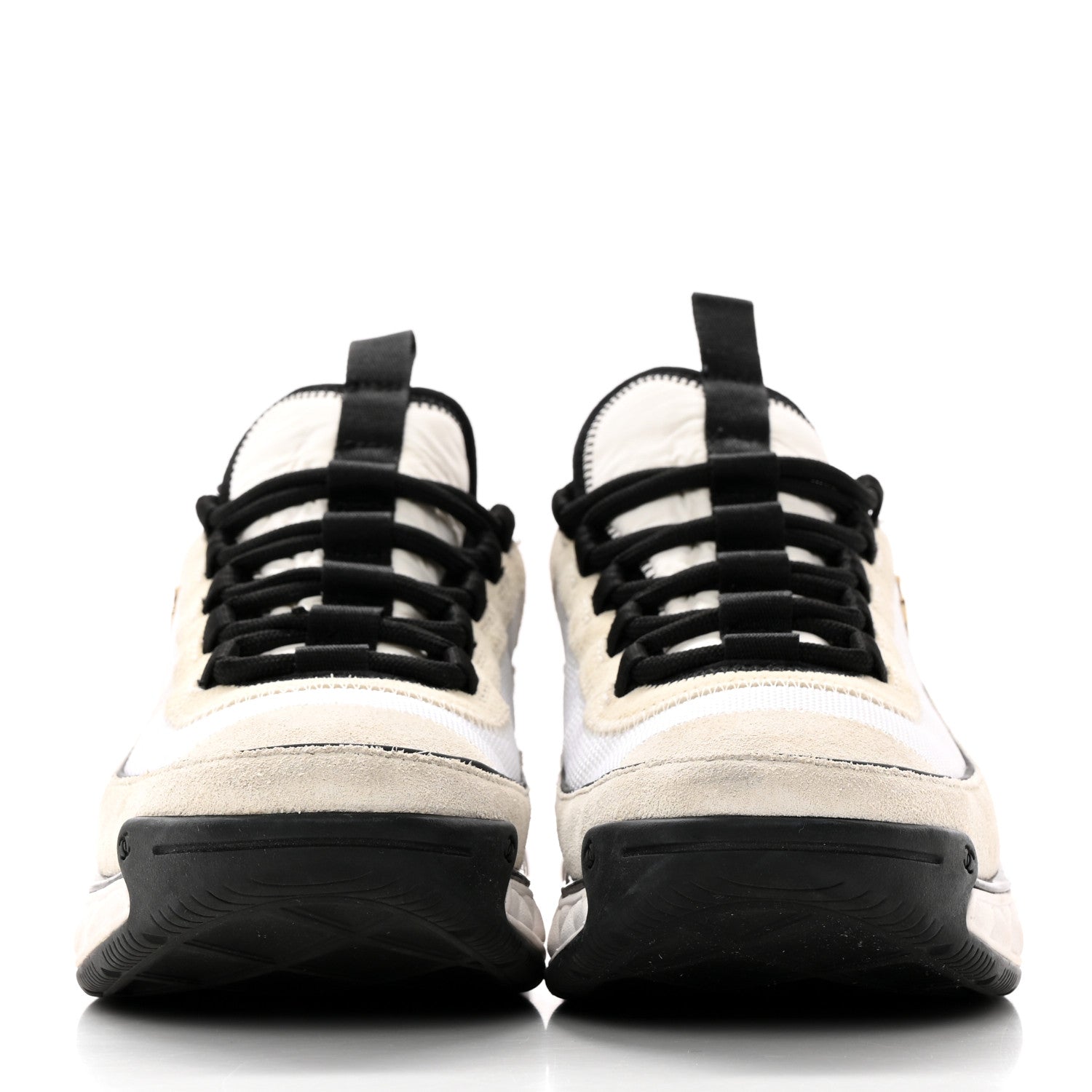 Chanel Fabric Suede Calfskin CC Sneakers 38.5 White Light Grey 2 of 11