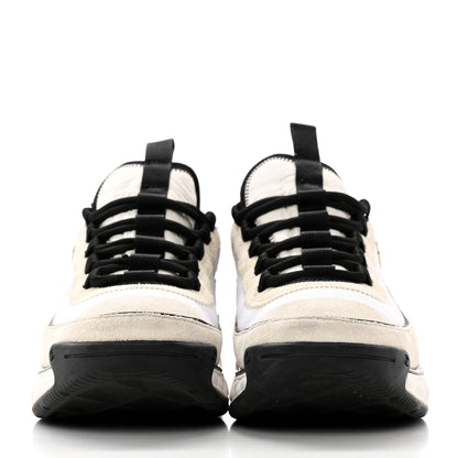 Chanel Fabric Suede Calfskin CC Sneakers 38.5 White Light Grey 2 of 11