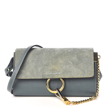Chloe Suede Calfskin Mini Faye Shoulder Bag Cloudy Blue 1 of 11