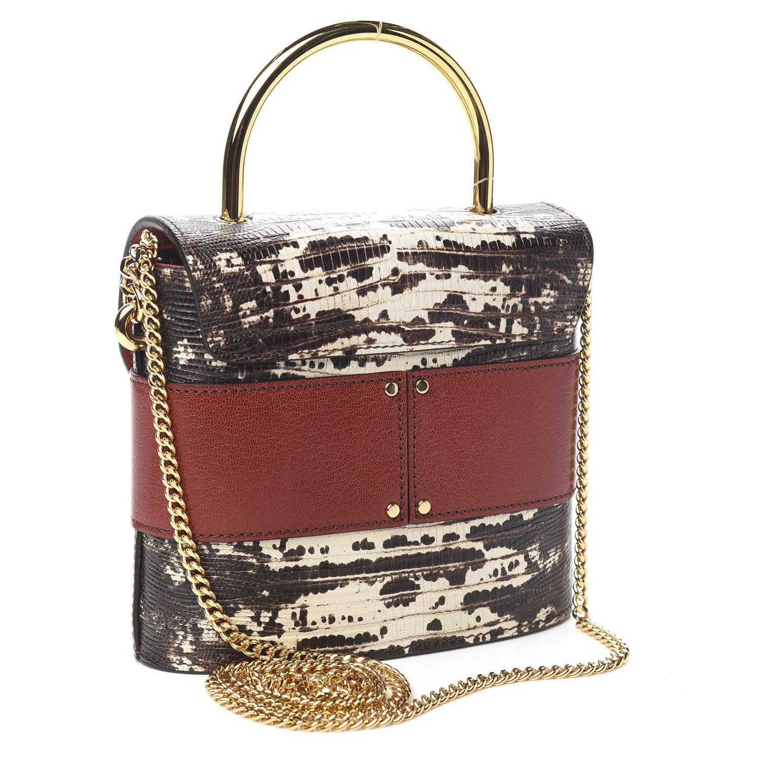 Chloe Calfskin Lizard Embossed Small Aby Lock Sepia Brown 2 of 8