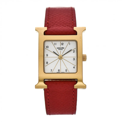 Hermes Stainless Steel Epsom 21mm Heure H Hour Quartz Watch Rouge 1 of 7