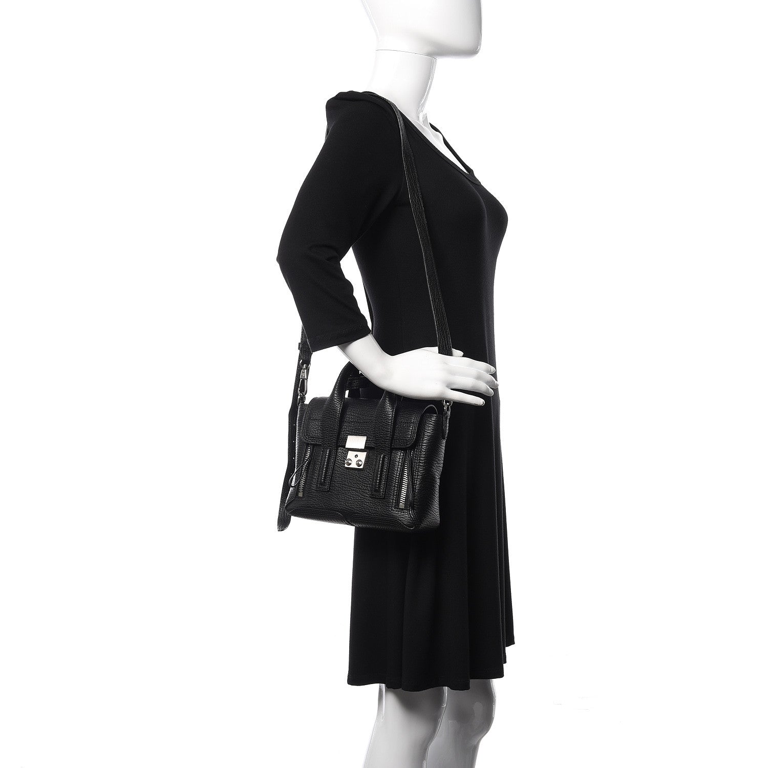 3.1 Phillip Lim 3.1 Textured Calfskin Mini Pashli Satchel Black 2 of 8