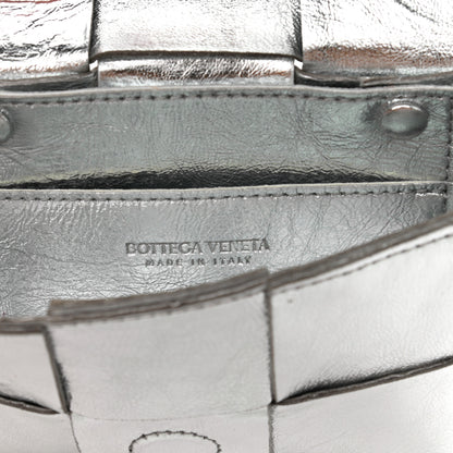 Bottega Veneta Metallic Lambskin Maxi Intrecciato Extra Mini Cassette Crossbody Bag Silver 5 of 9
