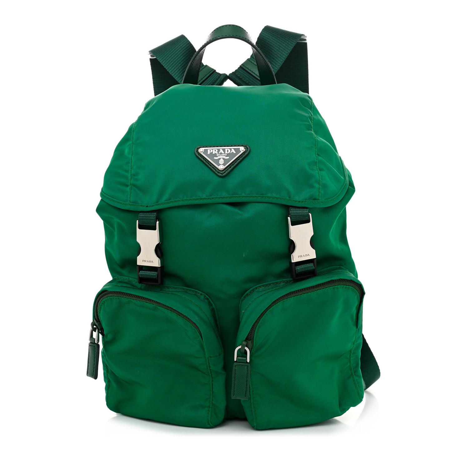 Nylon Vela Saffiano Double Buckle Backpack Oleandro