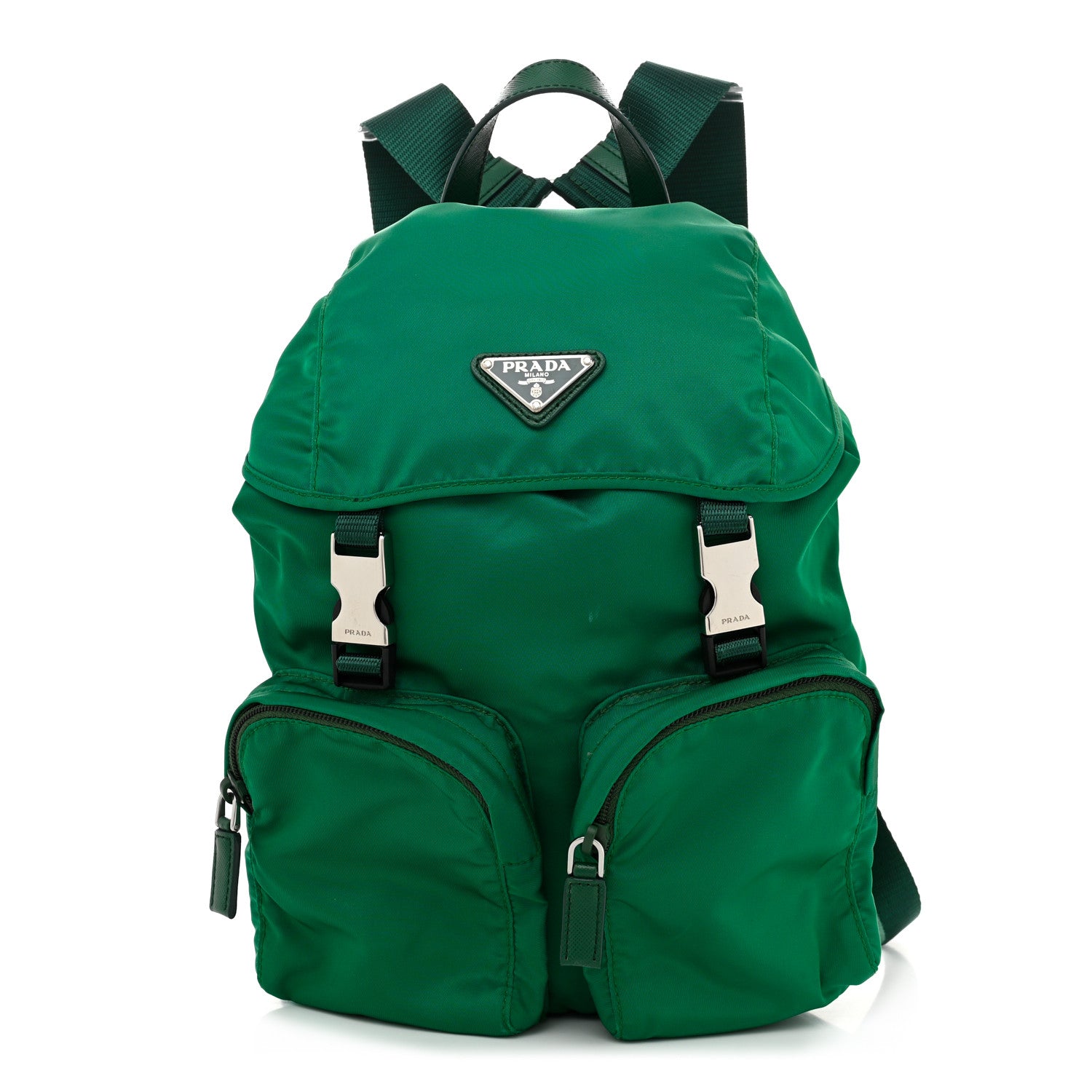Prada Nylon Vela Saffiano Double Buckle Backpack Oleandro 1 of 11