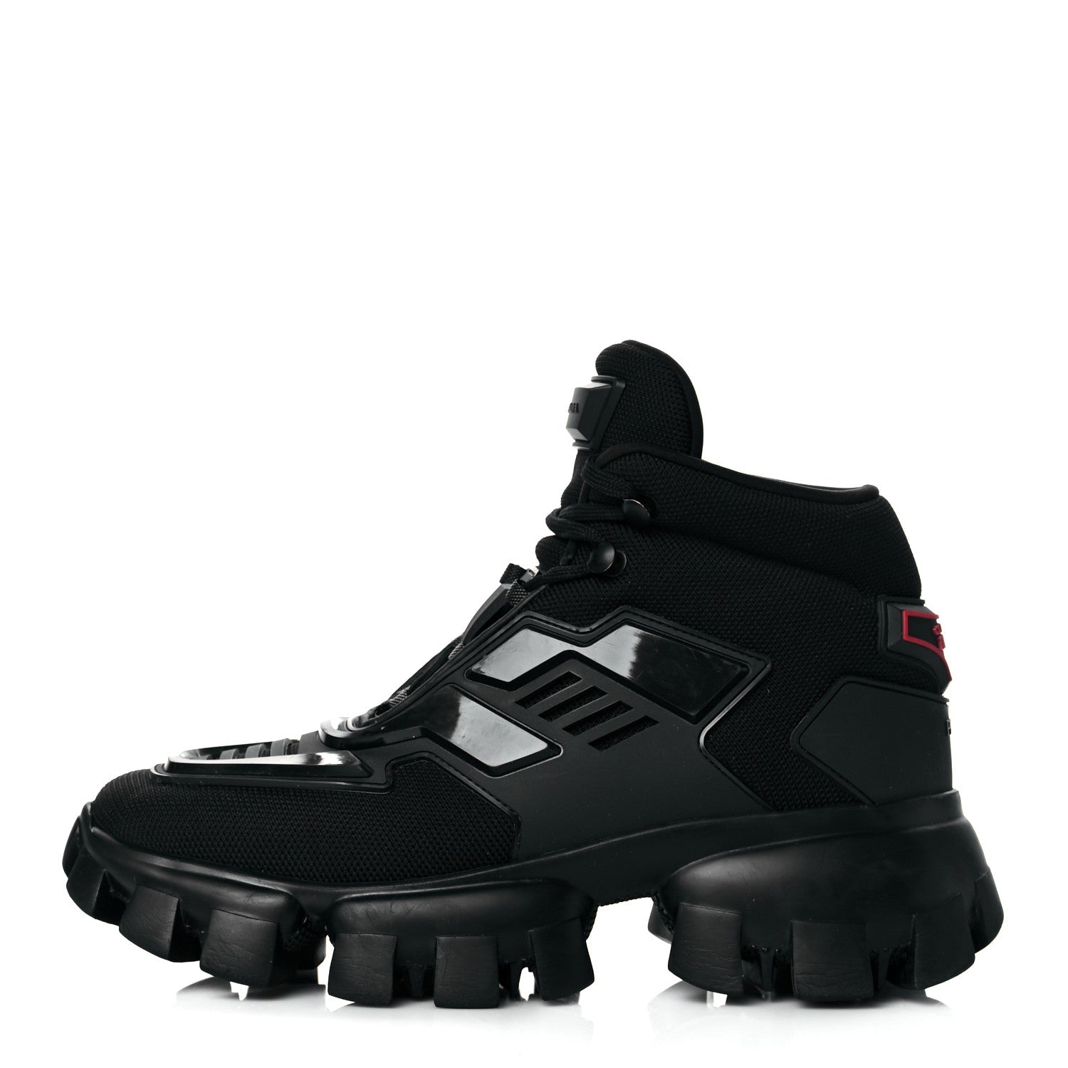 Prada Knit Fabric Cloudbust Thunder High Top Sneakers 38 Black 1 of 9
