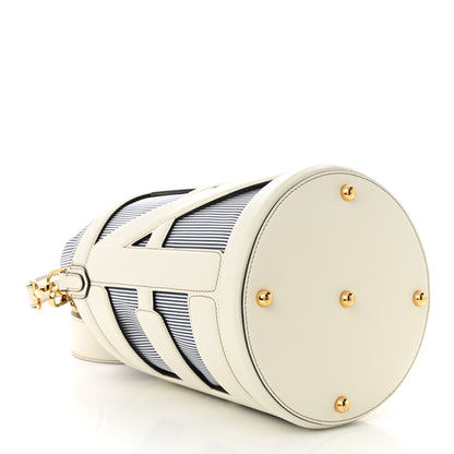 Fendi Nylon Vitello King Logo Step Out Bucket Bag White Rice Mirto 4 of 10