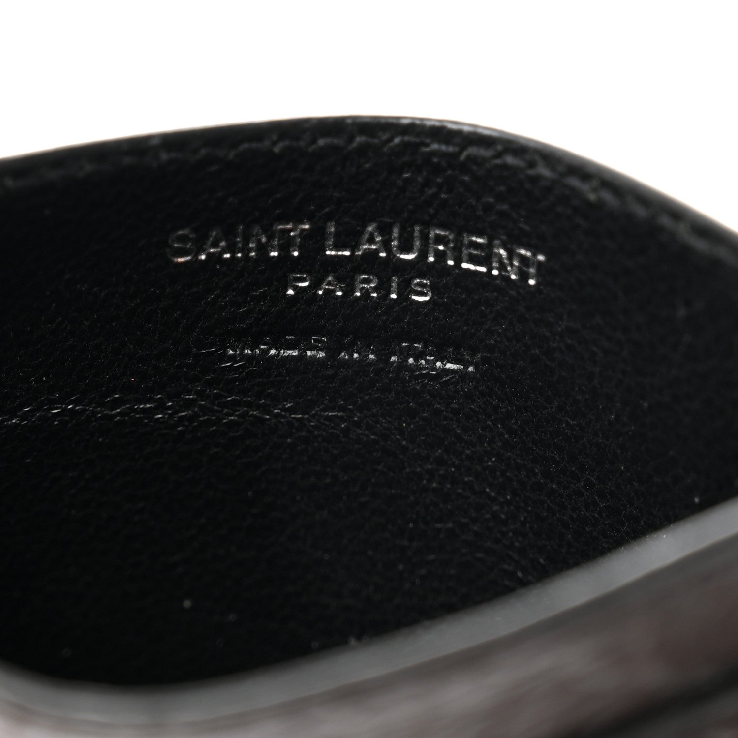 Saint Laurent Calfskin Crocodile Embossed Monogram Credit Card Case Black 6 of 8