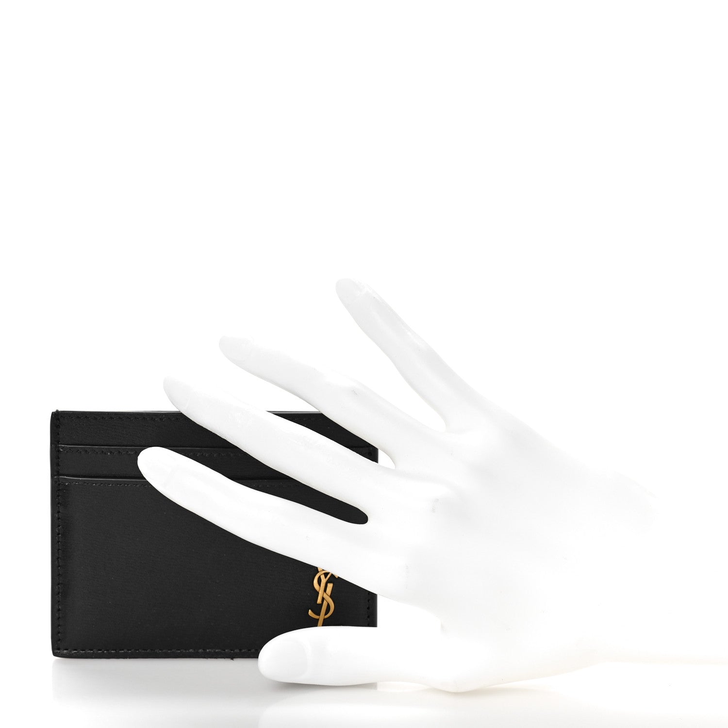 Saint Laurent Calfskin Tiny Cassandre Credit Card Case Black 2 of 8