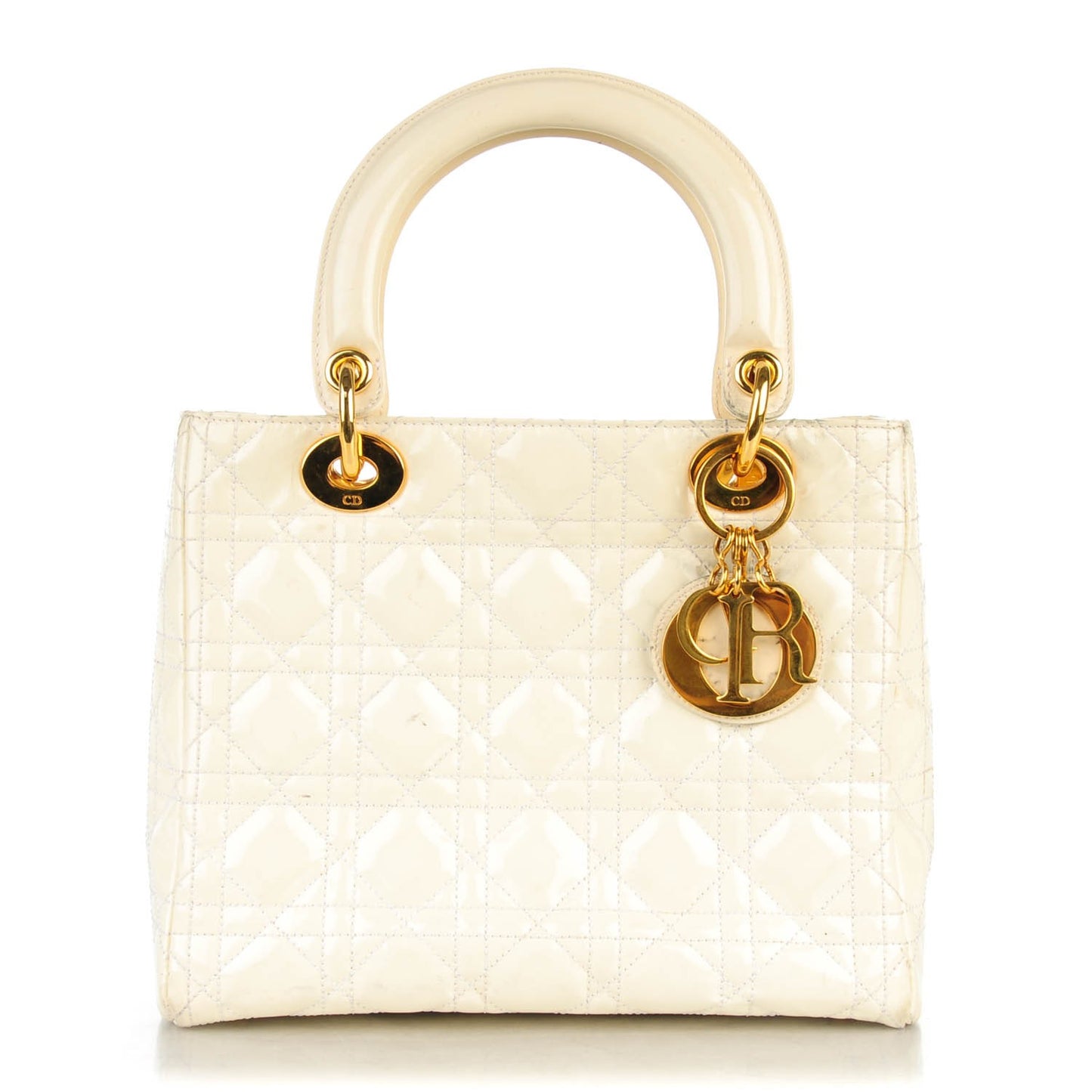 Patent Cannage Medium Lady Dior White