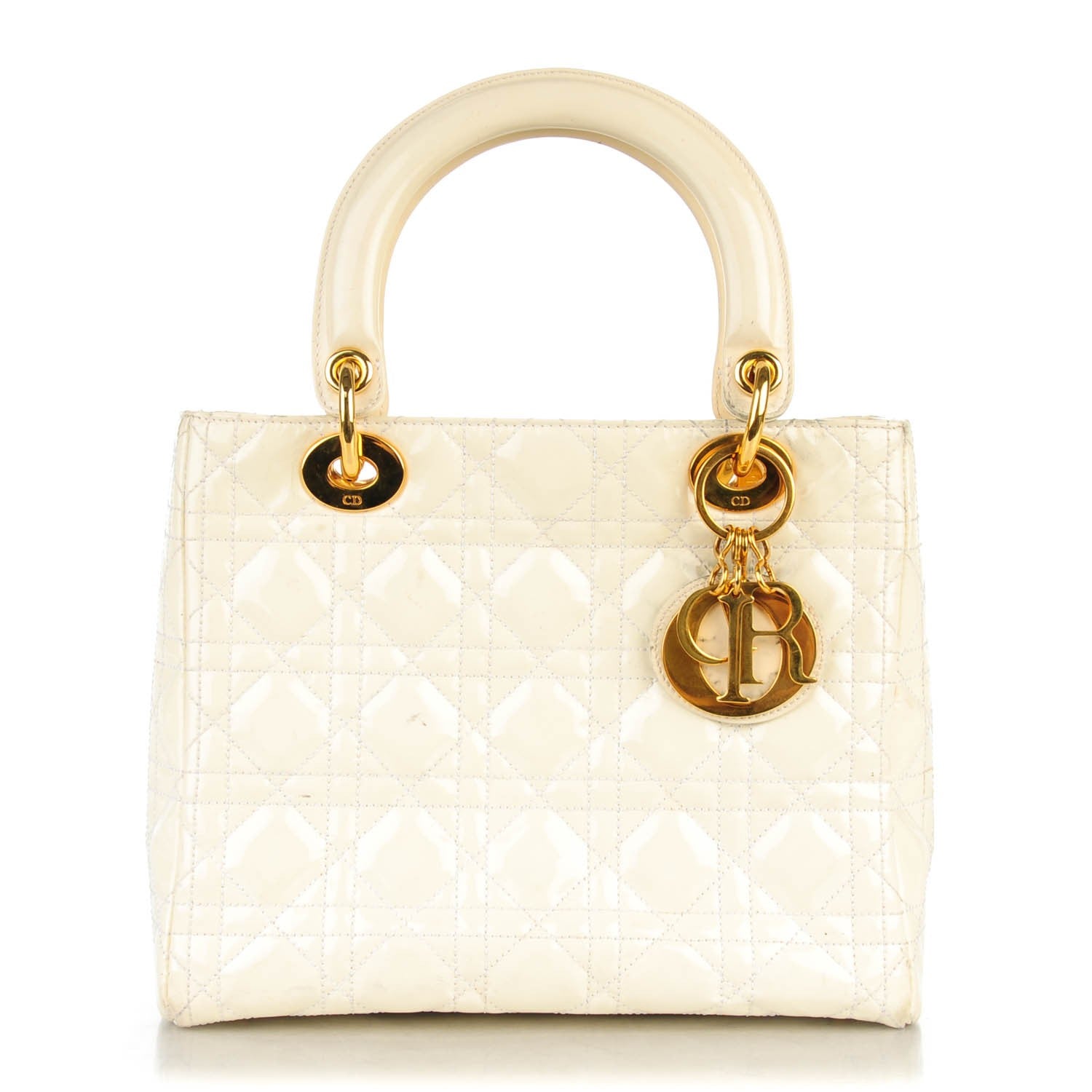 Christian Dior Patent Cannage Medium Lady Dior White 1 of 13