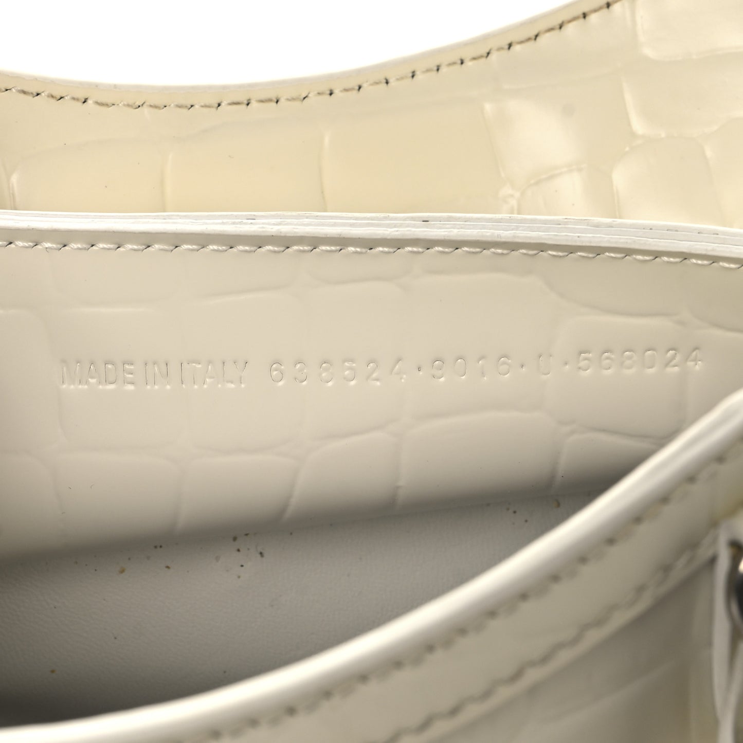 Semi Shiny Calfskin Crocodile Embossed Neo Classic Silver Hardware Mini City White