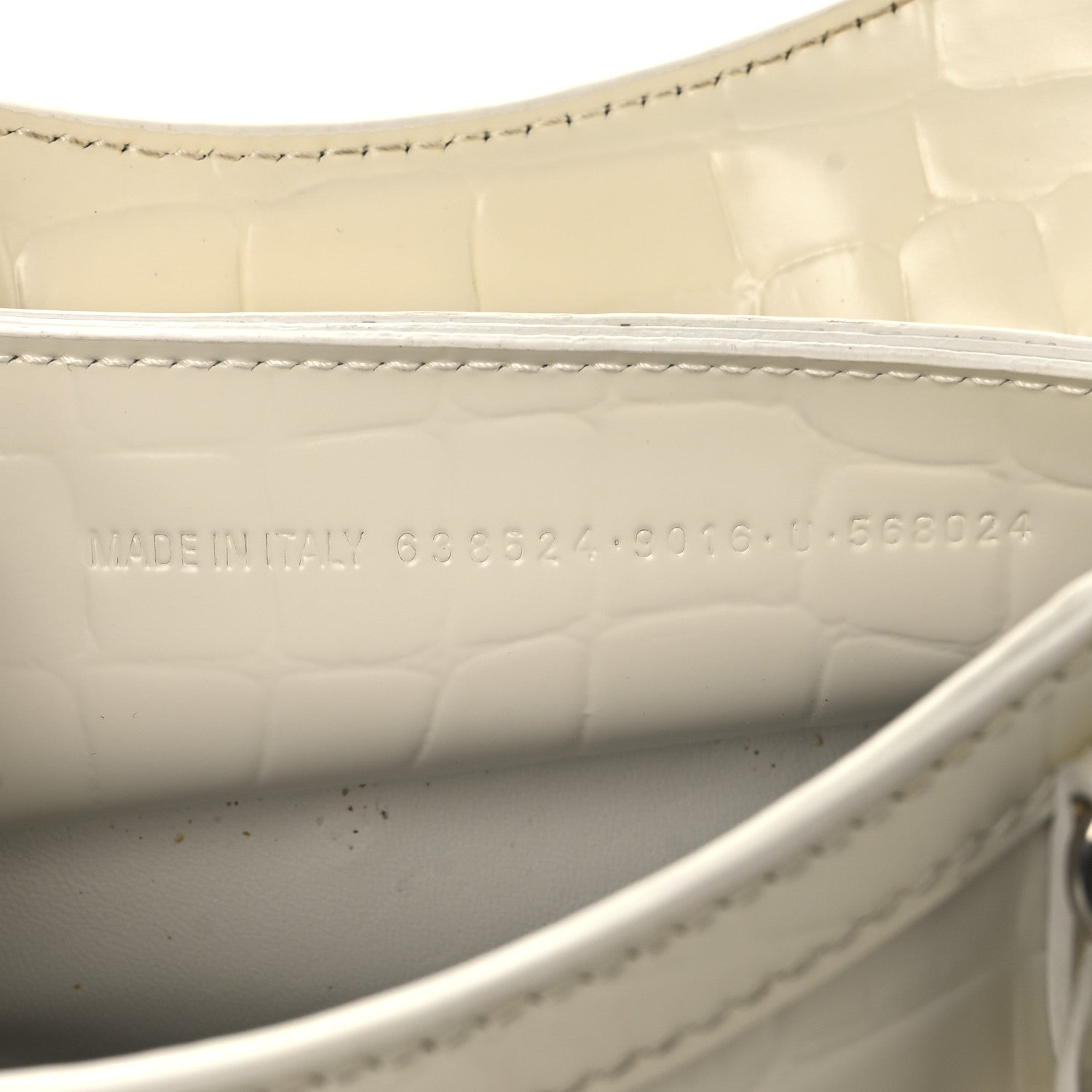Balenciaga Semi Shiny Calfskin Crocodile Embossed Neo Classic Silver Hardware Mini City White 7 of 17