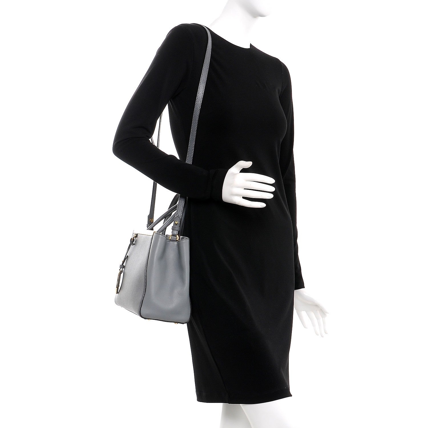 Fendi Vitello Elite Petite 2Jours Tote Grigio Grigio Chiaro 2 of 7