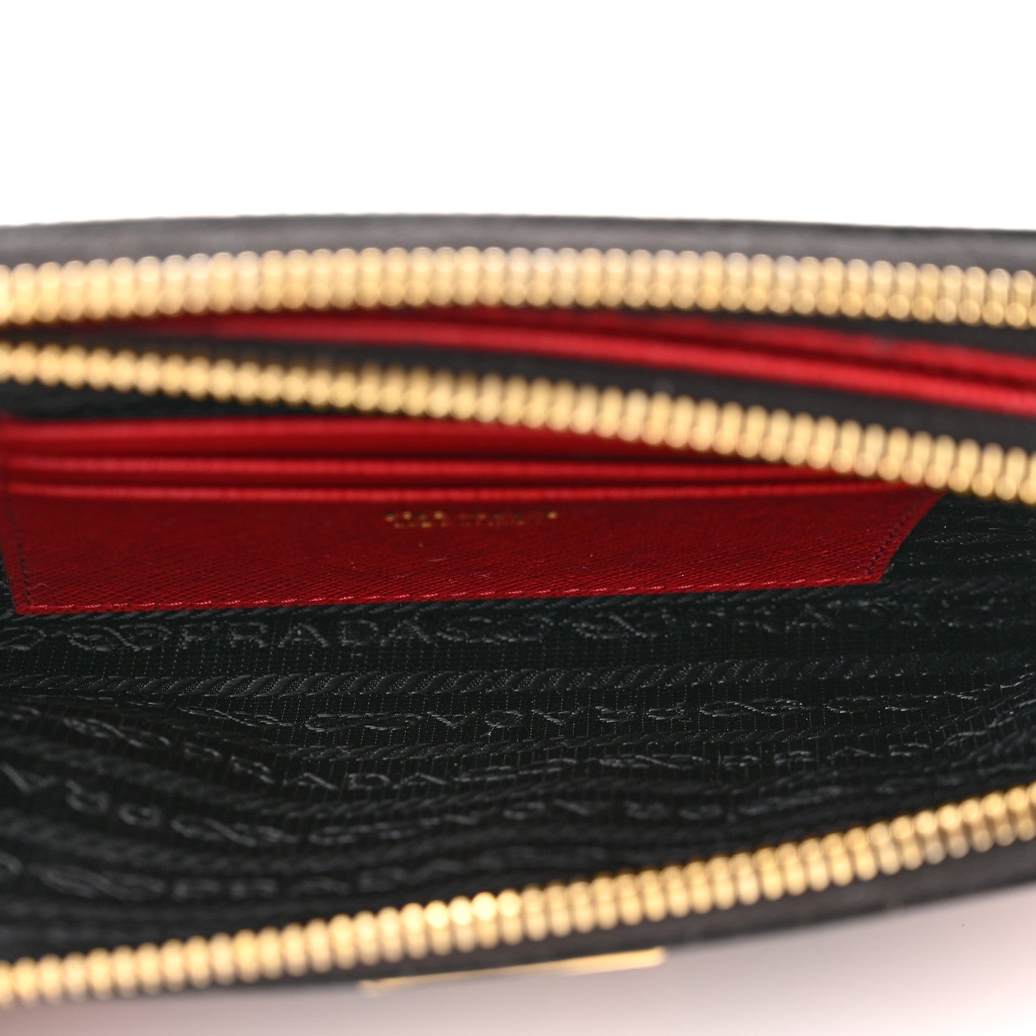 Prada Saffiano Heart Print Mini Double Zip Chain Crossbody Bag Black 4 of 8