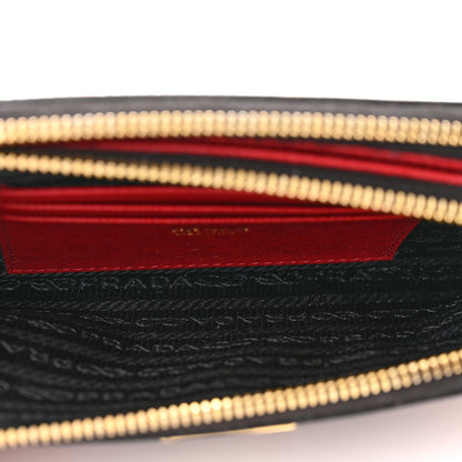 Prada Saffiano Heart Print Mini Double Zip Chain Crossbody Bag Black 4 of 8