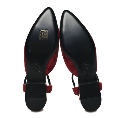 Chanel Grosgrain Suede Cap Toe CC Flats 36.5 Burgundy Black 5 of 8