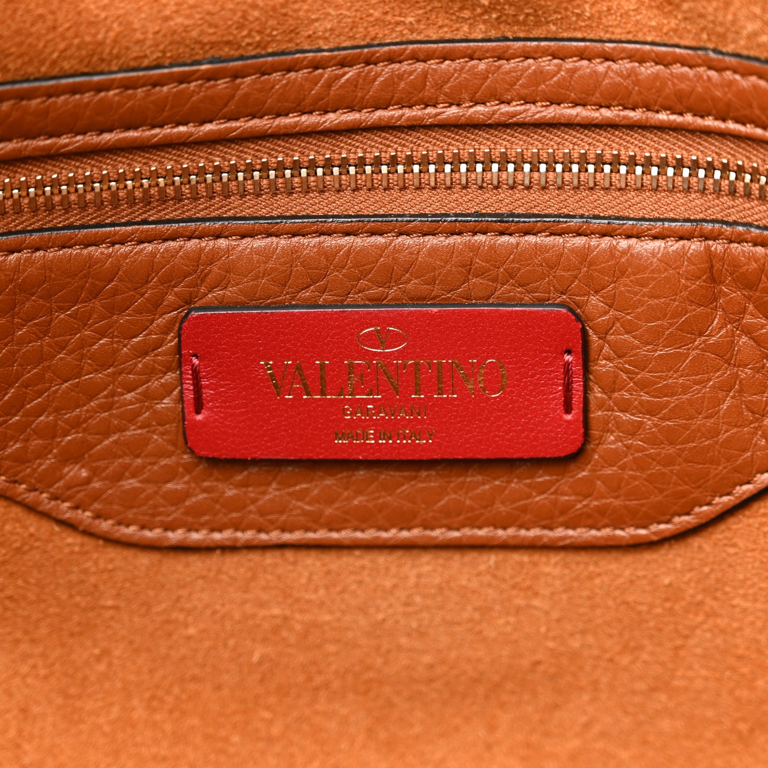Valentino Garavani Grained Calfskin Rockstud Shoulder Tote Bright Cognac 6 of 18