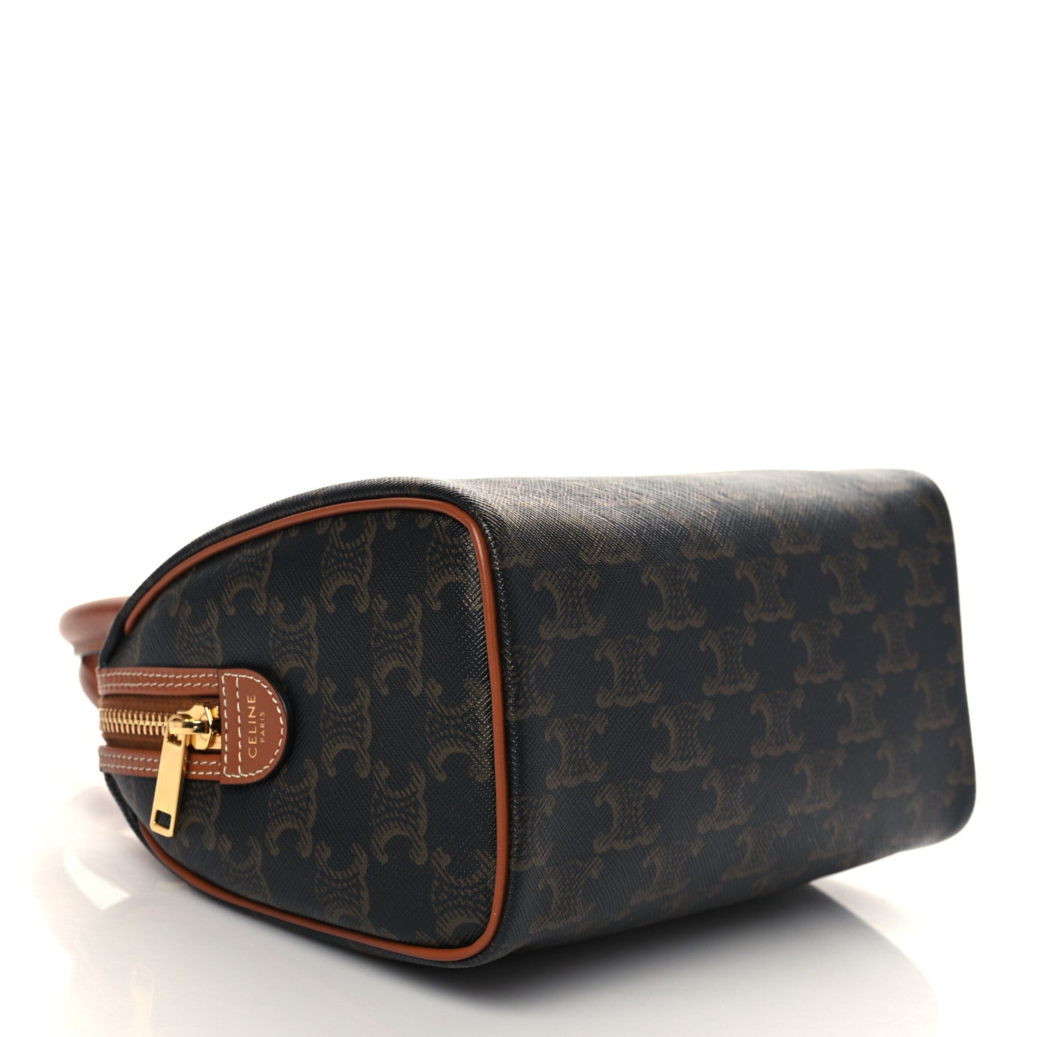 Celine Triomphe Canvas Calfskin Small Boston Bag Tan 4 of 6