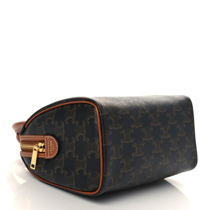 Celine Triomphe Canvas Calfskin Small Boston Bag Tan 4 of 6