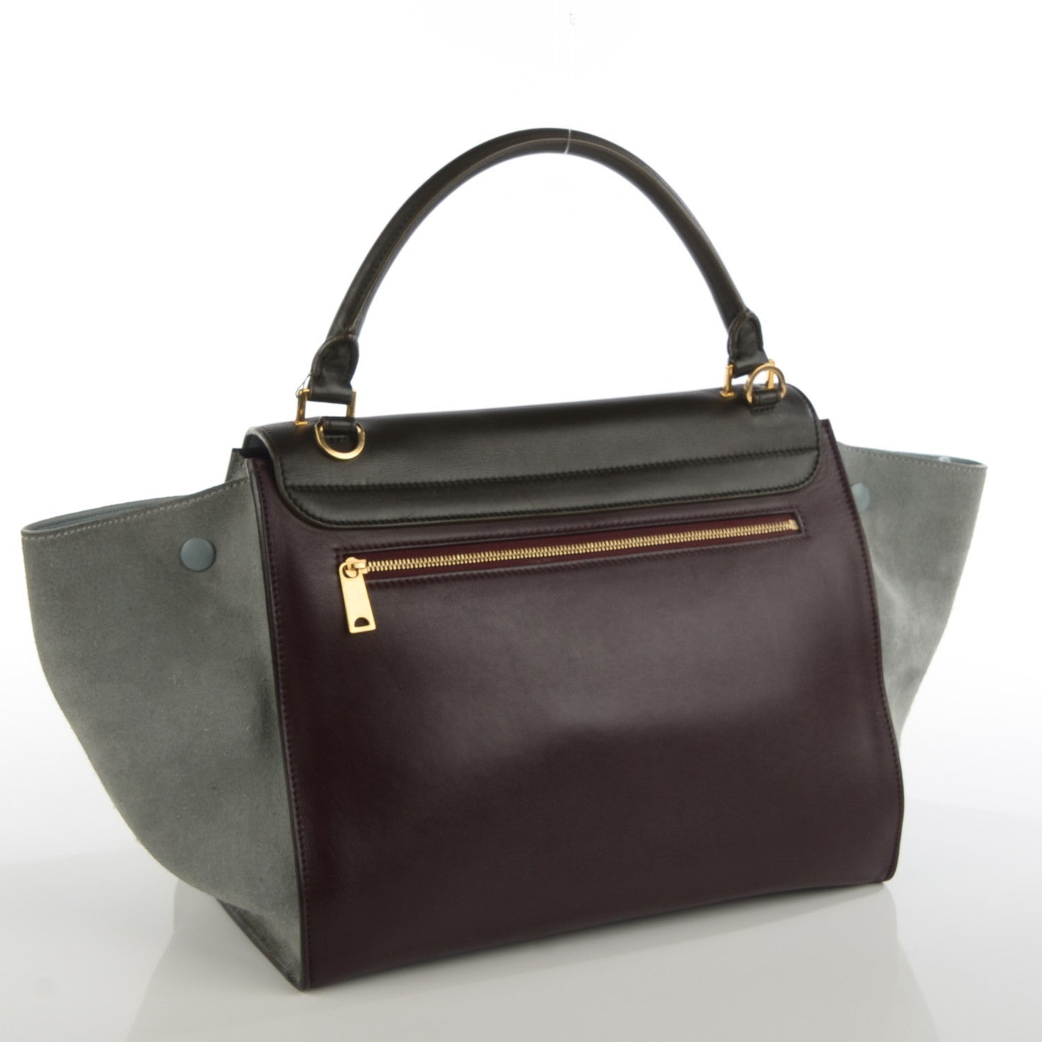 Celine Smooth Calfskin Suede Medium Tri-Color Trapeze Dark Grey 3 of 8