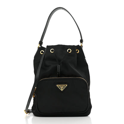 Prada Saffiano Tessuto Nylon Mini Bucket Crossbody Bag Black 1 of 12