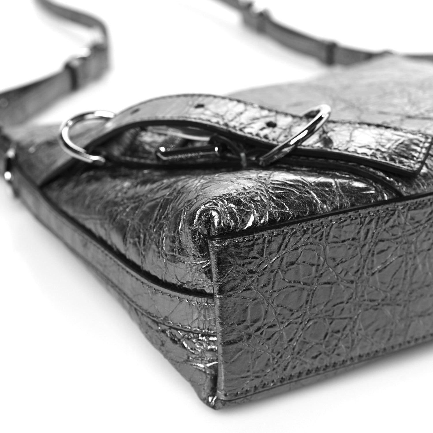 Givenchy Metallic Calfskin Small Voyou Bag Silver 8 of 9