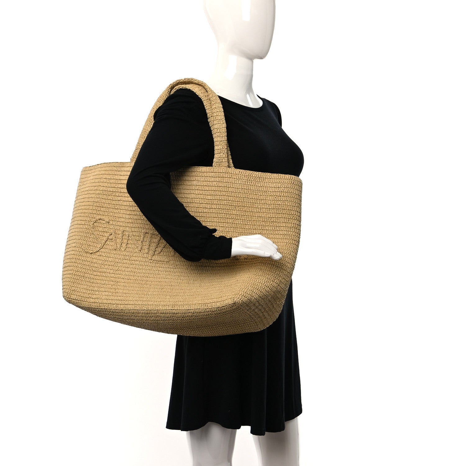 Saint Laurent Raffia Logo Tote Naturel 2 of 9
